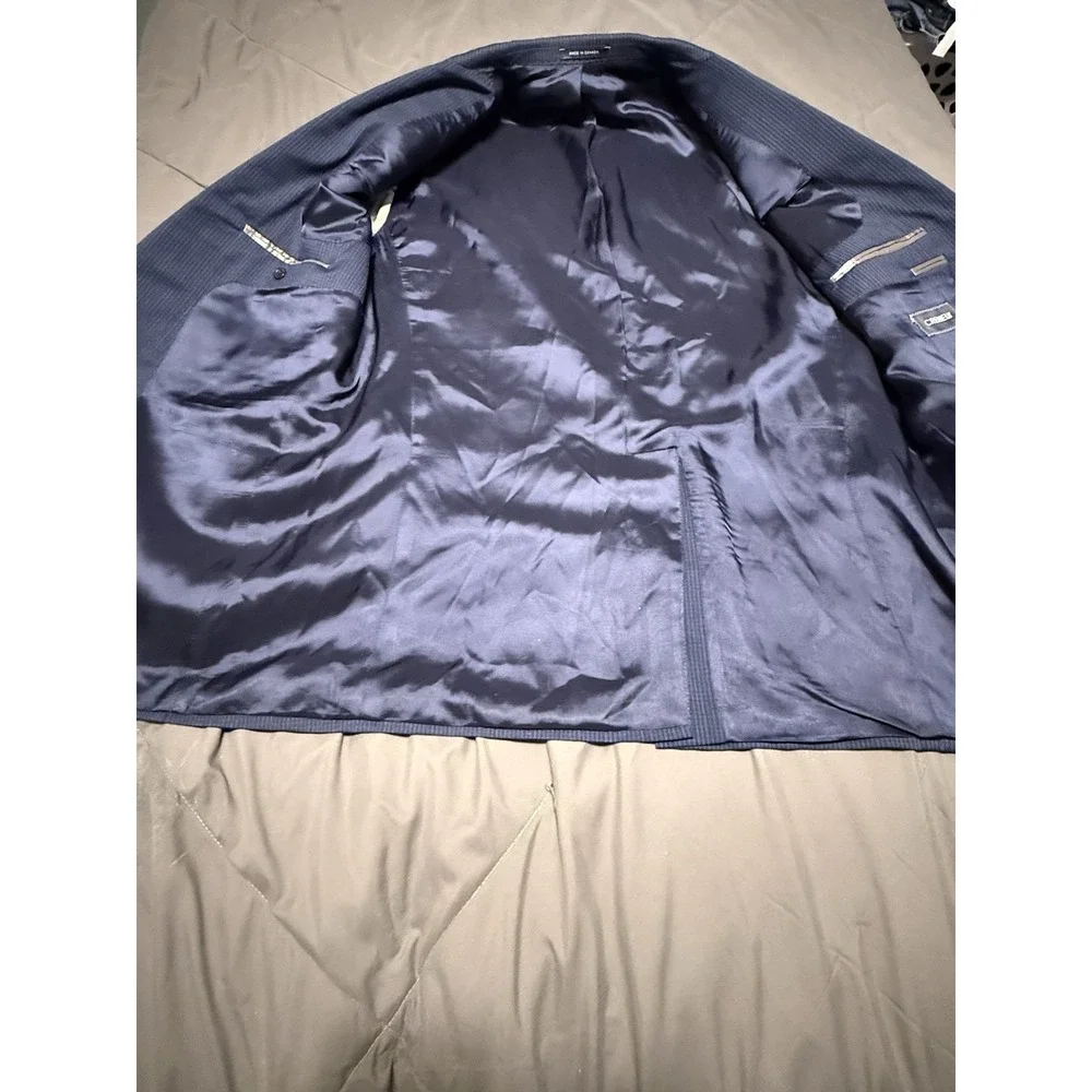 Loro Piana On The Move Performance Suite Navy Stripe‎ Wool Silk 46L 40W Cremieux